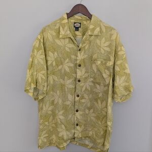 Men's Tommy Bahama Yellow Green Citron Linen Short Sleeve Large